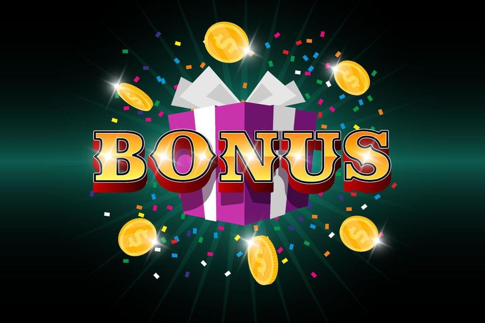 Ilustrasi kotak hadiah bonus dengan koin emas beterbangan