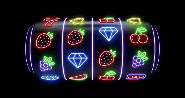 Gulungan slot neon untuk turnamen bulanan