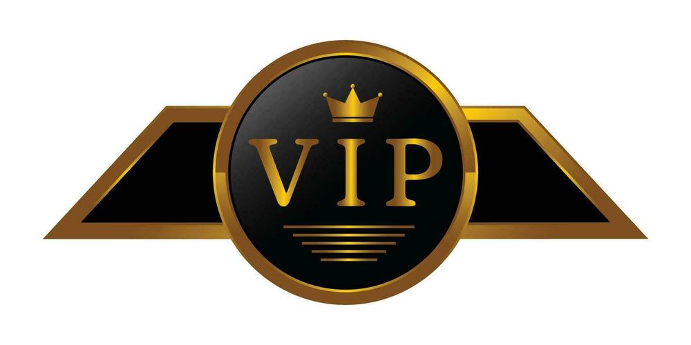 Lencana VIP hitam dengan mahkota emas